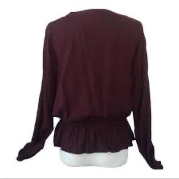 Jennifer‎ Lopez maroon long sleeve blouse M - Picture 2 of 8